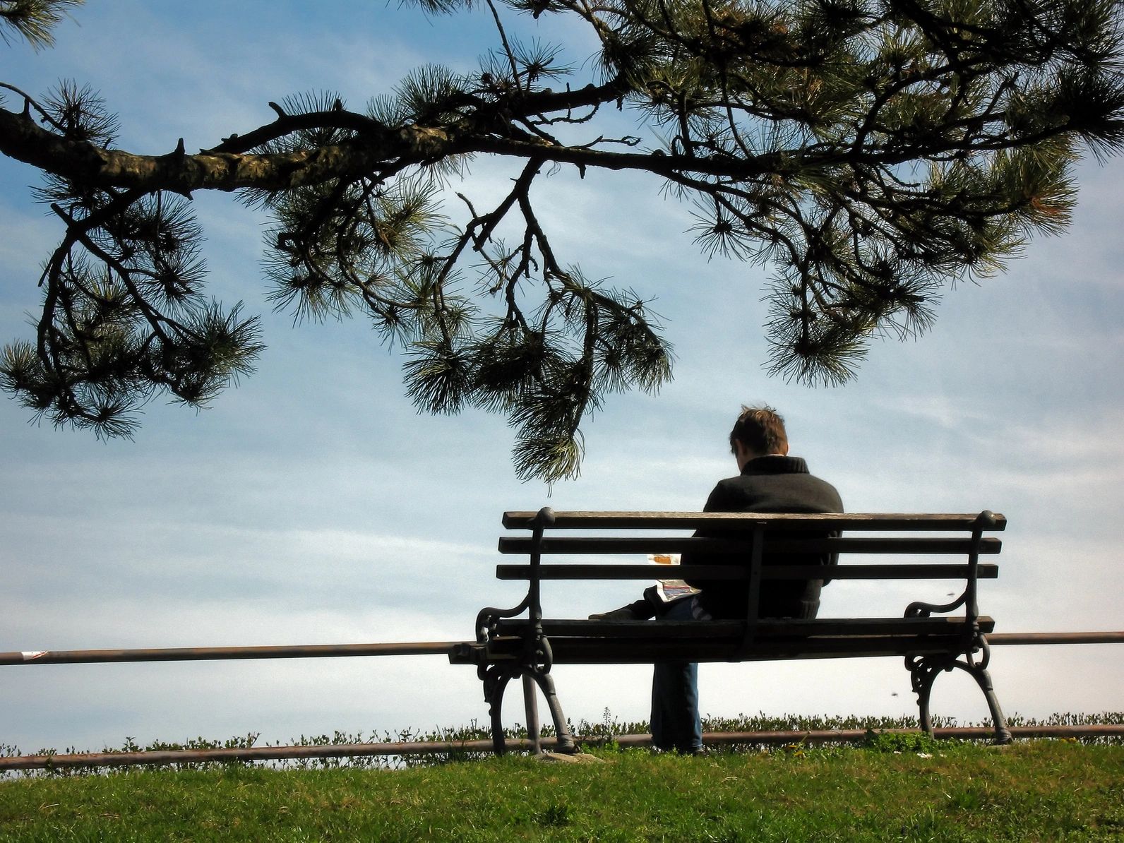 image of a person sitting at a park an example of an erp used for someone with POCD