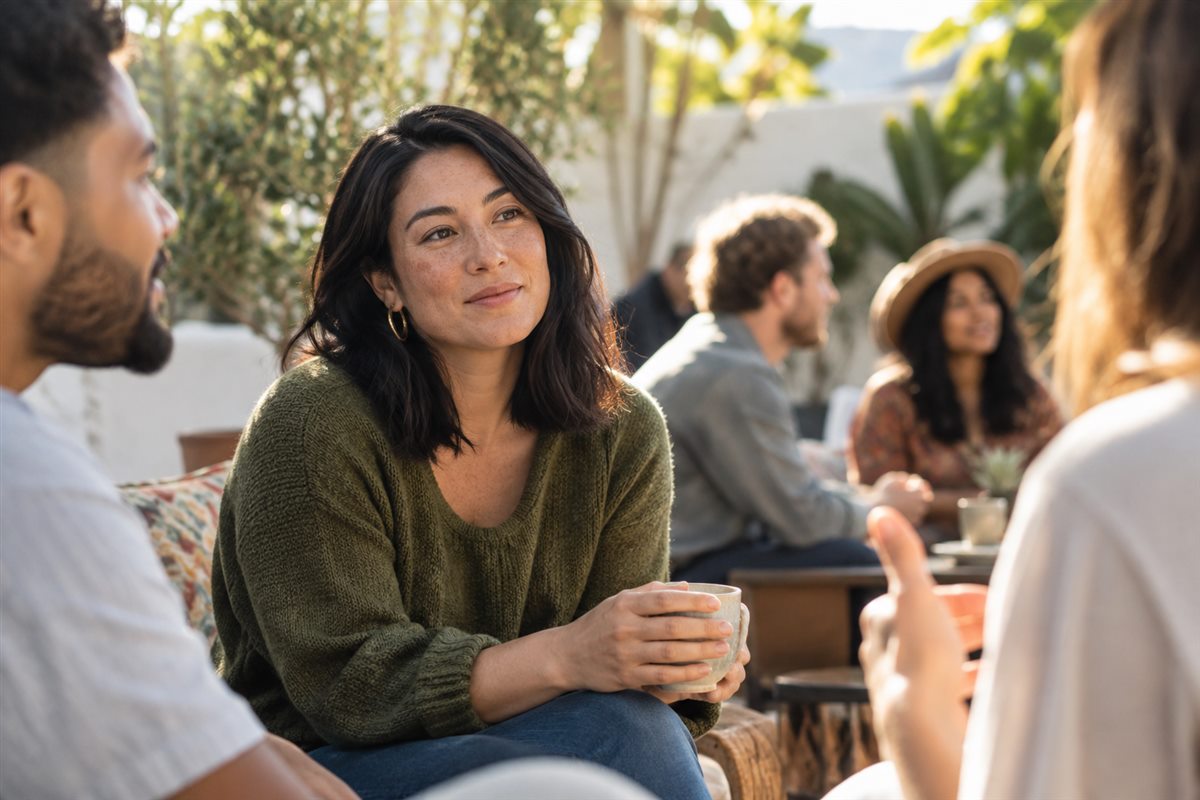 An adult taking part in a relaxed social gathering in Los Angeles